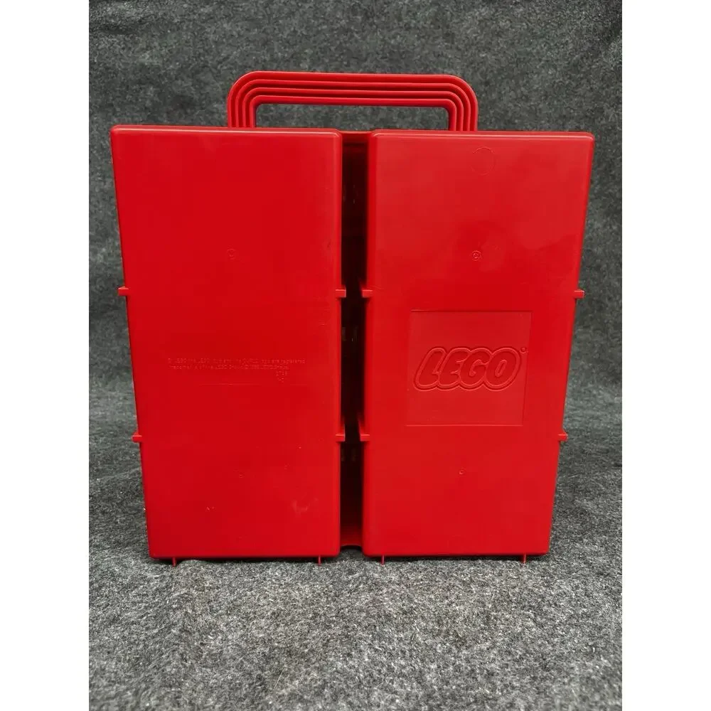 Lego Storage Case Box Red Yellow Vintage 1989 Slide Lid W/ Bulk Mixed Bricks